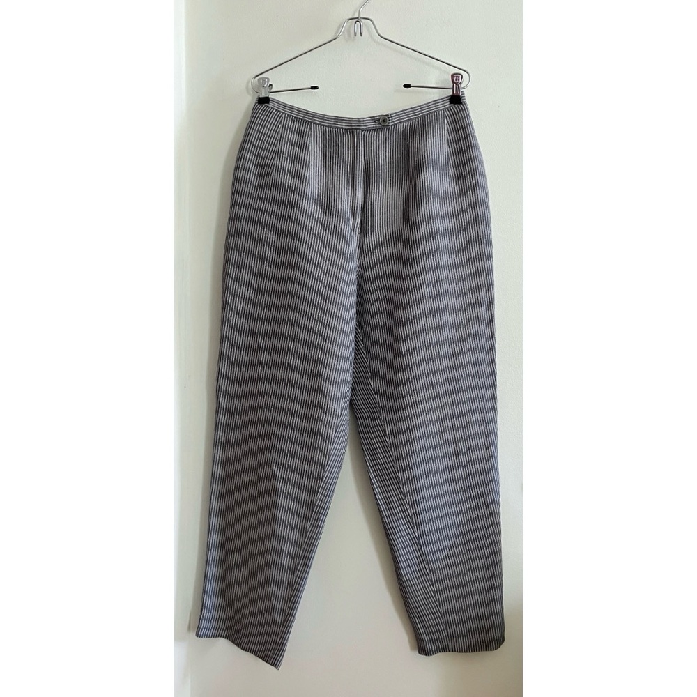 Vintage 80s Harve Benard Pinstripe Dark&Light Grey Linen Slacks Women’s Size 10